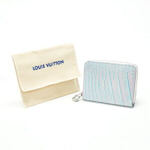 Louis Vuitton Zippy Coin Wallet Cites Crocodile Leather Case Compact Blue